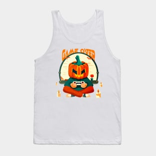 Game Over Pumpkin Head Halloween Gamer Tank Top
